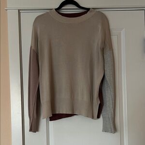 Mystree Women's Colorblock Sweater in Cream, Brown, and Gray